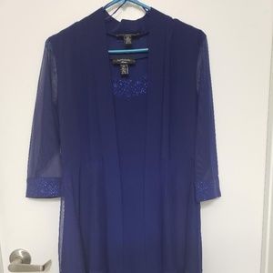 R & M Richards Dress & Jacket Set Navy Sparkle (P)